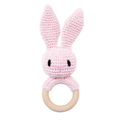 Anneau de Dentition en Bois Naturel & Crochet – Motifs Animaux
