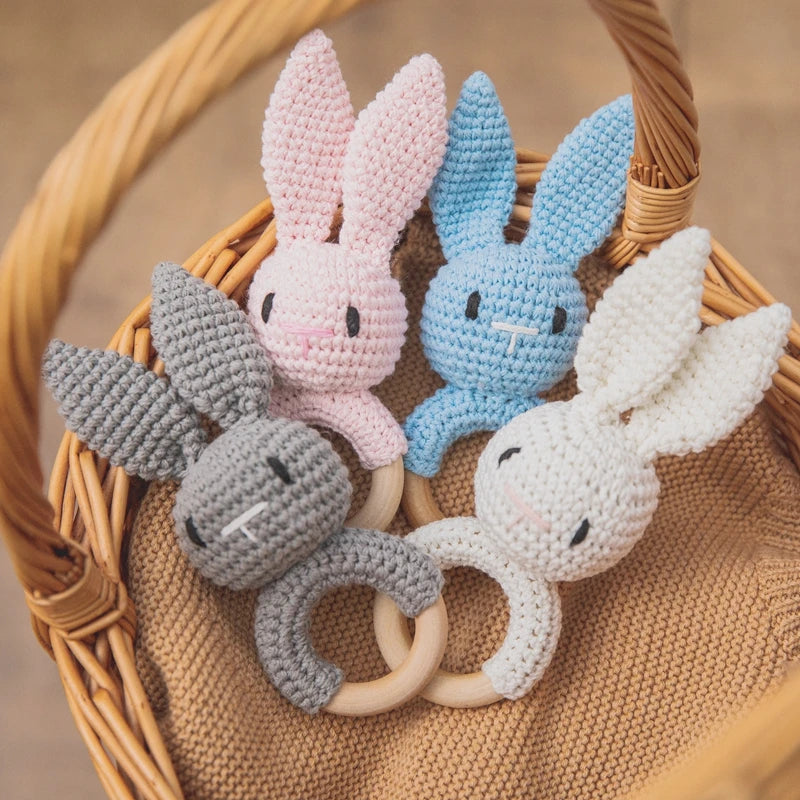 Anneau de Dentition en Bois Naturel & Crochet – Motifs Animaux
